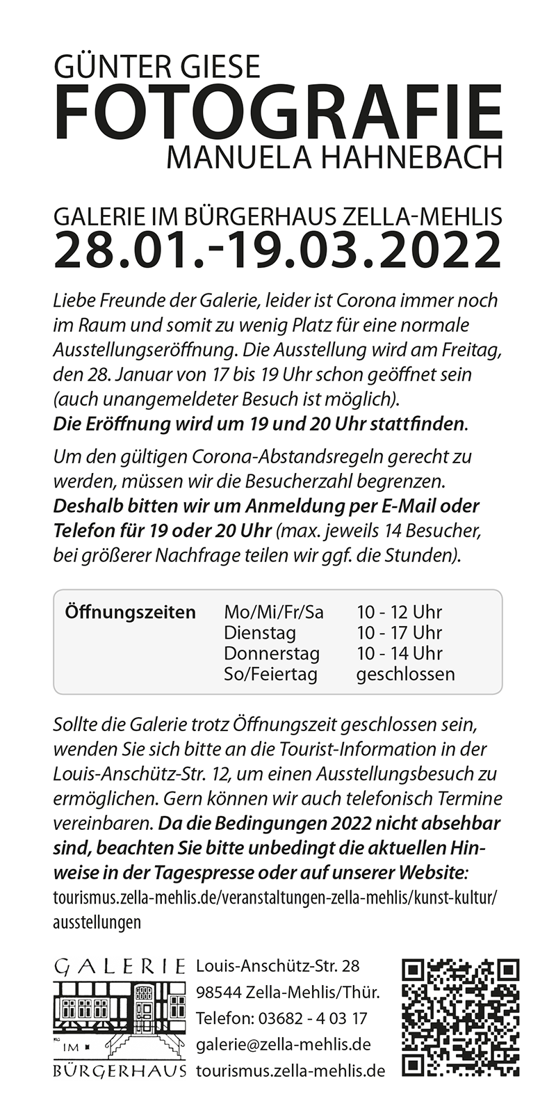 Fotoausstellung Günter Giese + Manuela Hahnebach (Galerie im Bürgerhaus Zella-Mehlis 2022)