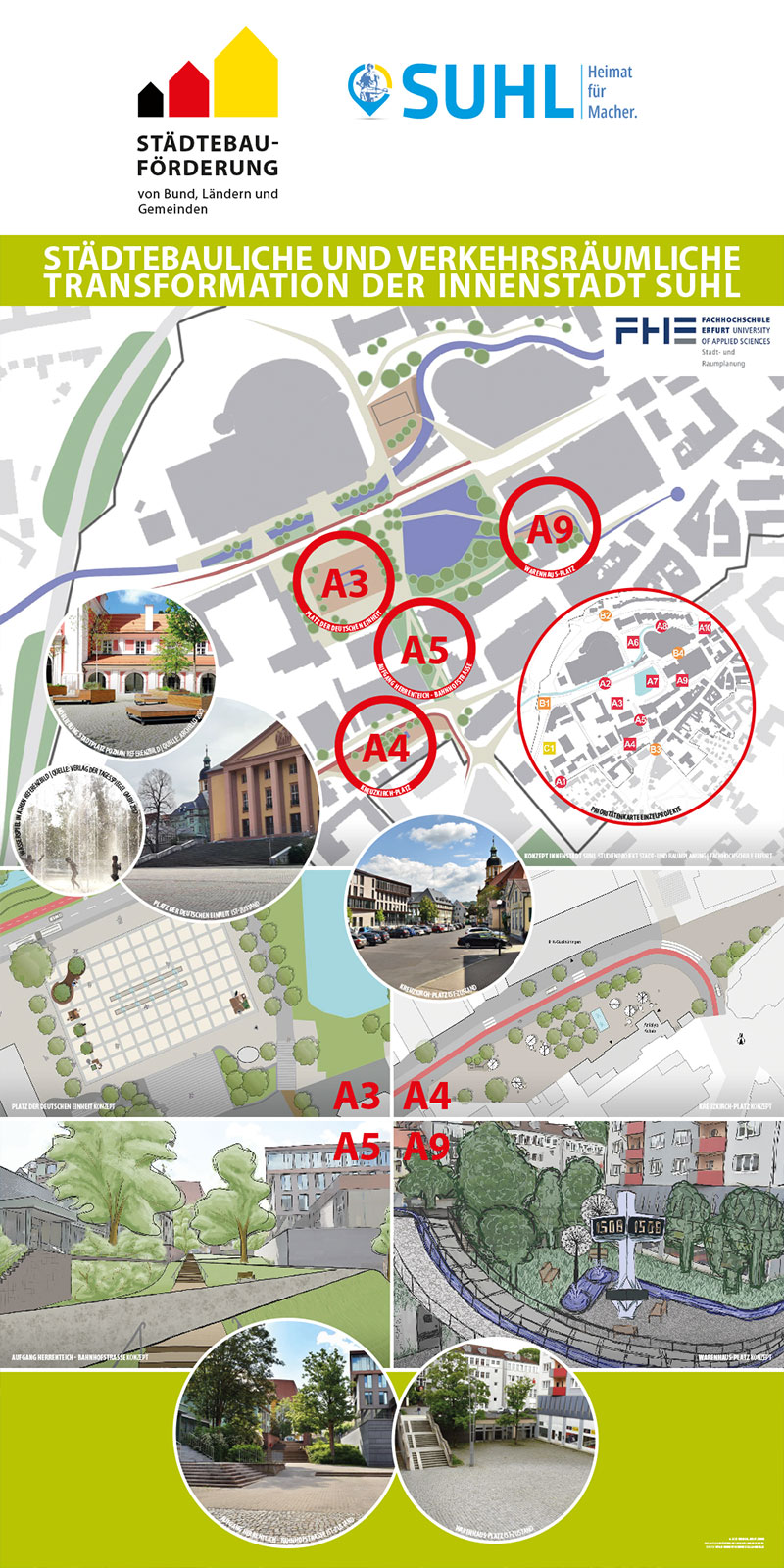Rollups Städtebauförderung Suhl: Innenstadt Projektstudien (Gestaltung: design.akut.zone)
