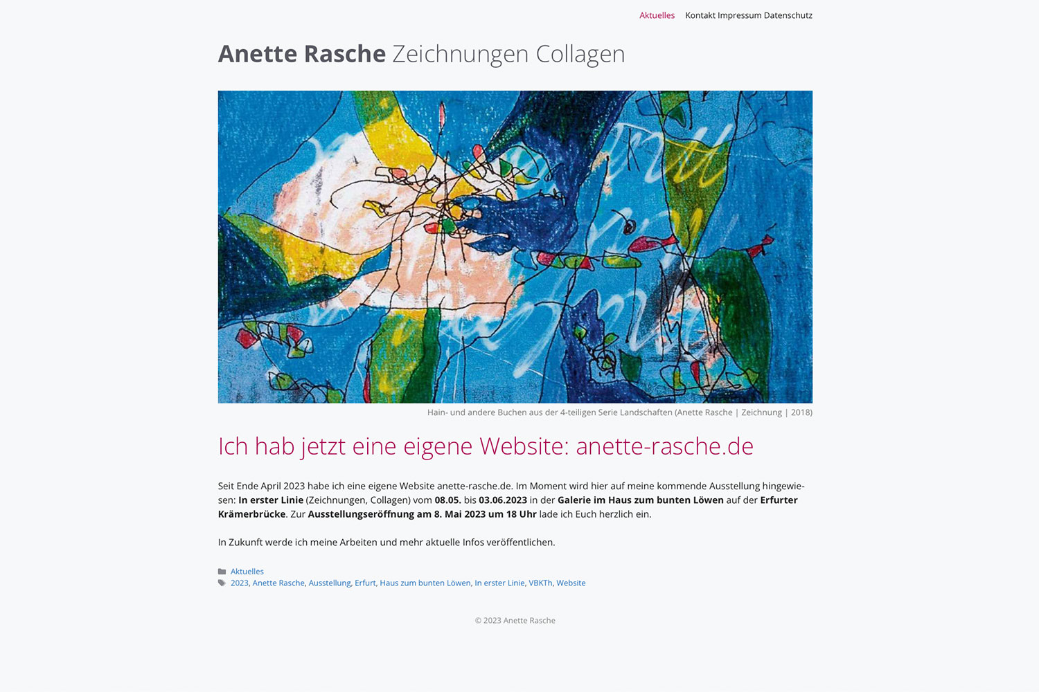 Website: Anette Rasche: Aktuelles Beitrag (anette-rasche.de | 2023)