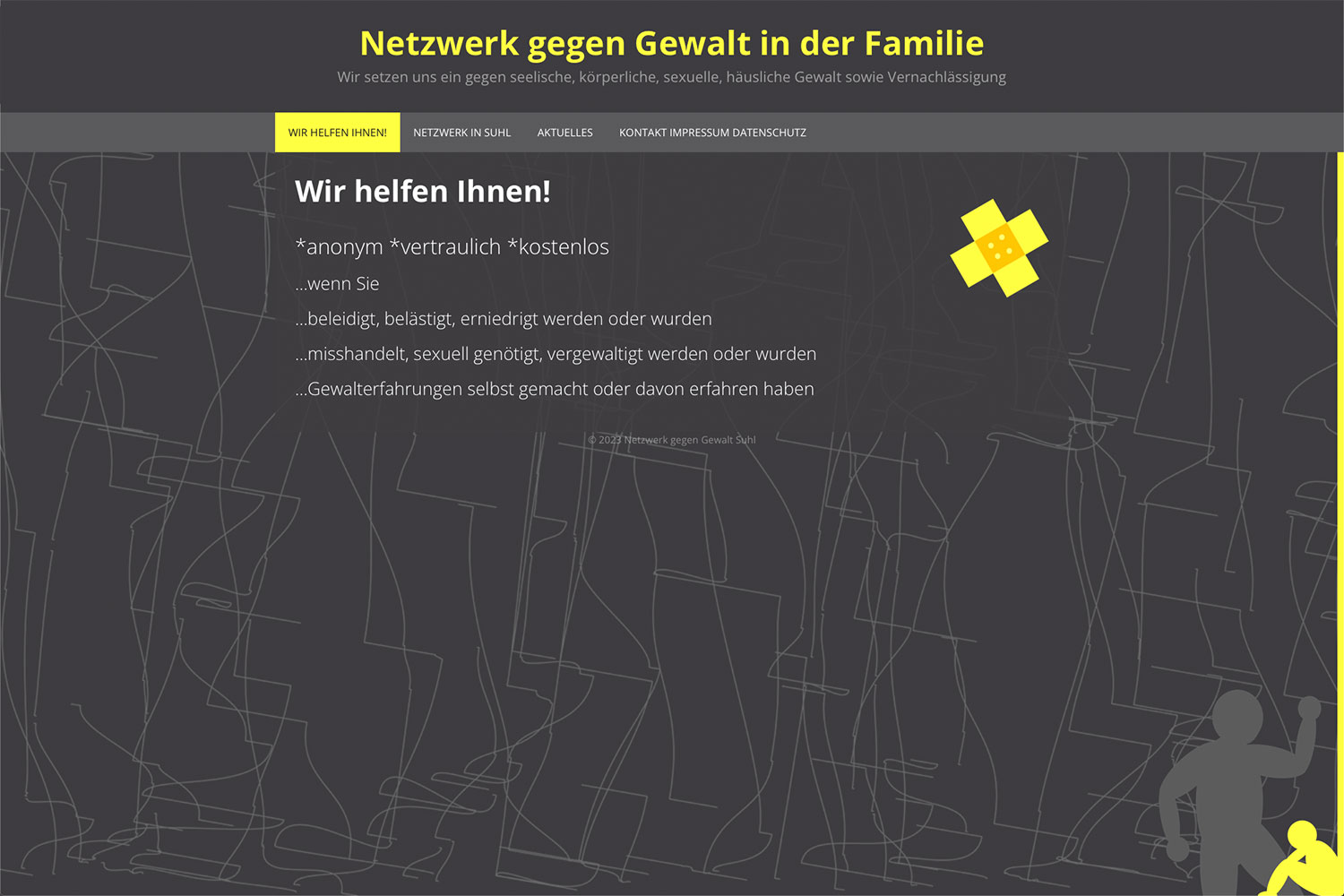 Website: Netzwerk gegen Gewalt in der Familie: Startseite (netzwerk-gegen-gewalt-suhl.de | 2023)