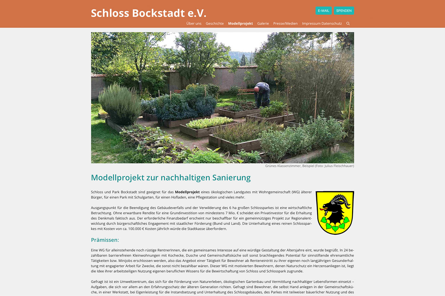 Website schloss-bockstadt.de: Modellprojekt Senioren-Ökohof (Webdesign: design.akut.zone 2023)