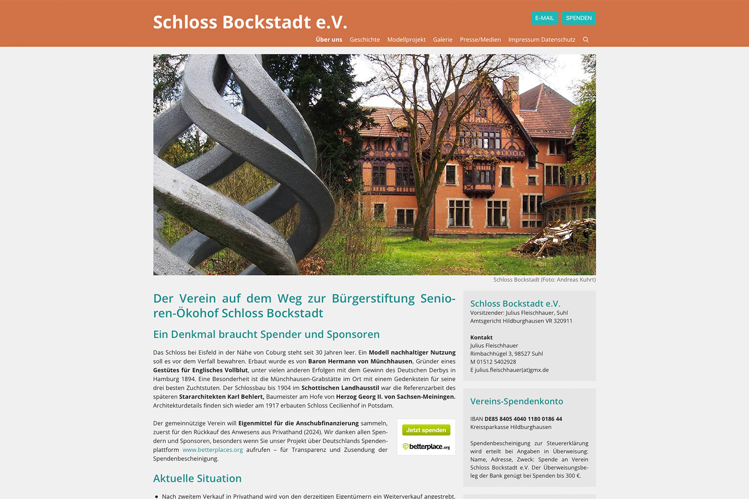 Website schloss-bockstadt.de: Startseite (Webdesign: design.akut.zone 2023)