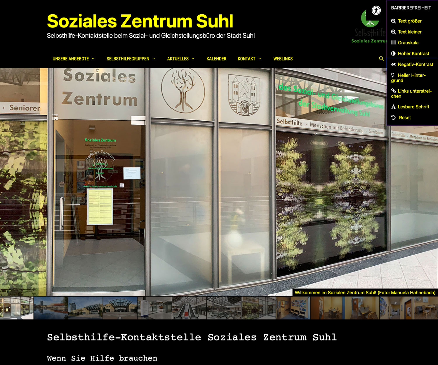 2023-website-soziales-zentrum-suhl-barrierefrei-startseite-negativ-kontrast Website Soziales Zentrum Suhl: Startseite: barrierefrei: Negativ-Kontrast (Web Design: Designakut 2023)