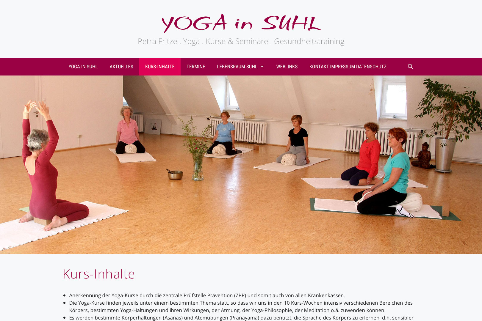Website: Yoga in Suhl: Kursinhalte (yoga-in-suhl.de | 2023)