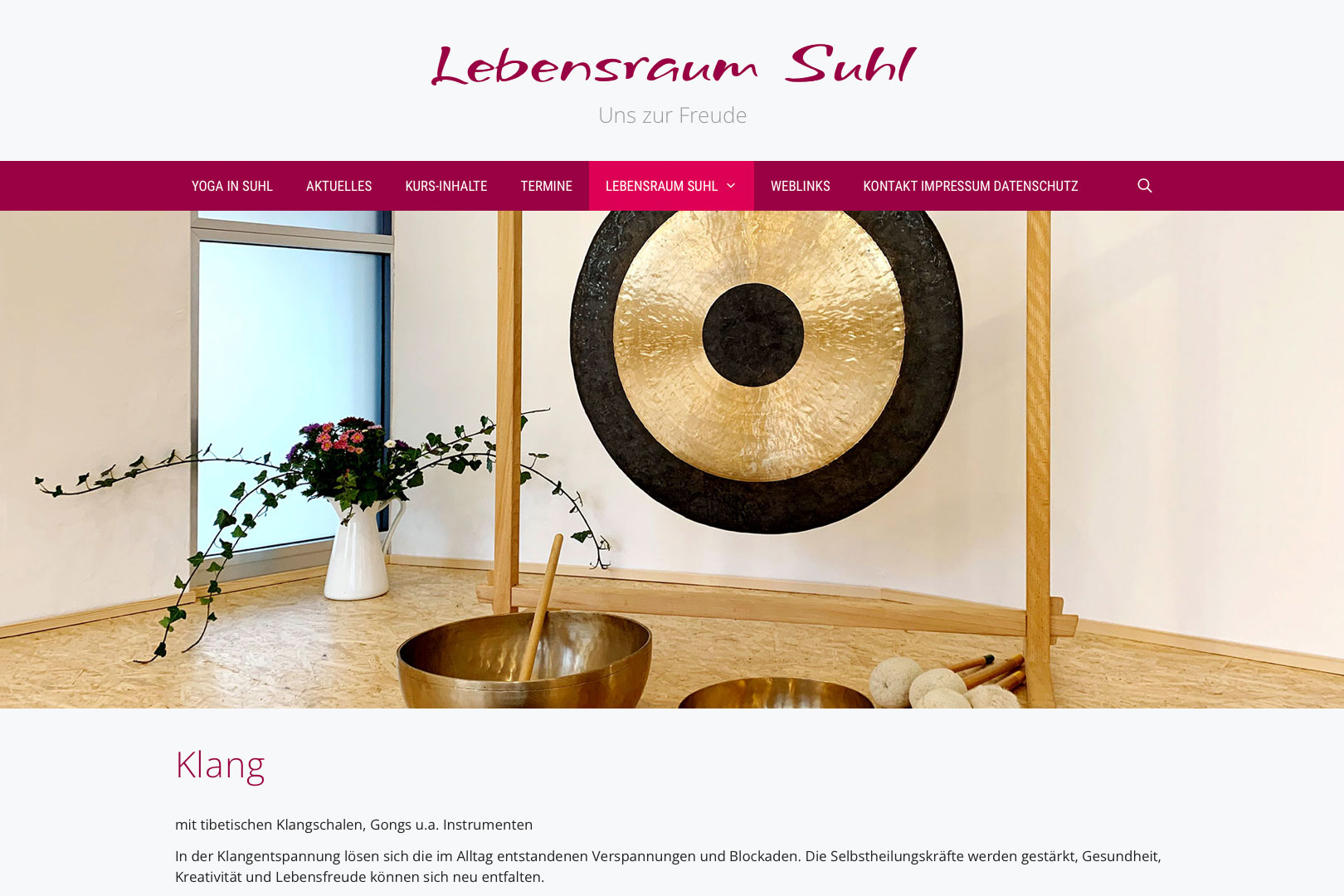 Website: Yoga in Suhl: Lebensraum Suhl: Klang (yoga-in-suhl.de | 2023)