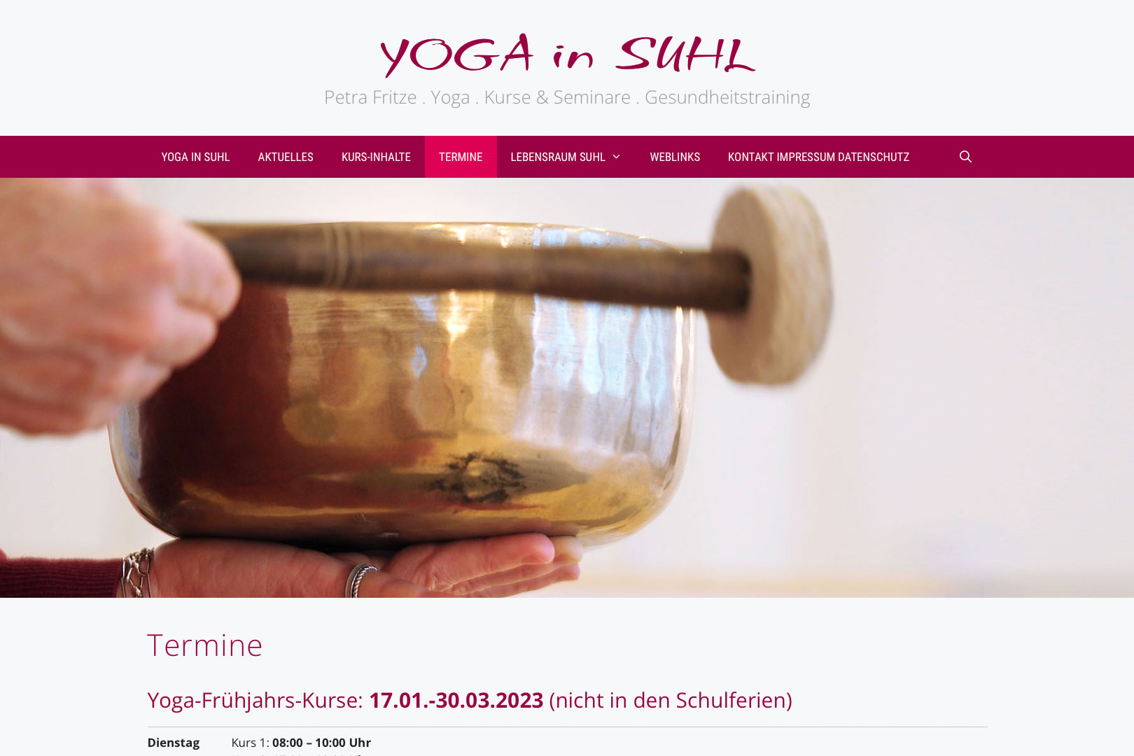 Website: Yoga in Suhl: Lebensraum Suhl: Termine (yoga-in-suhl.de | 2023)