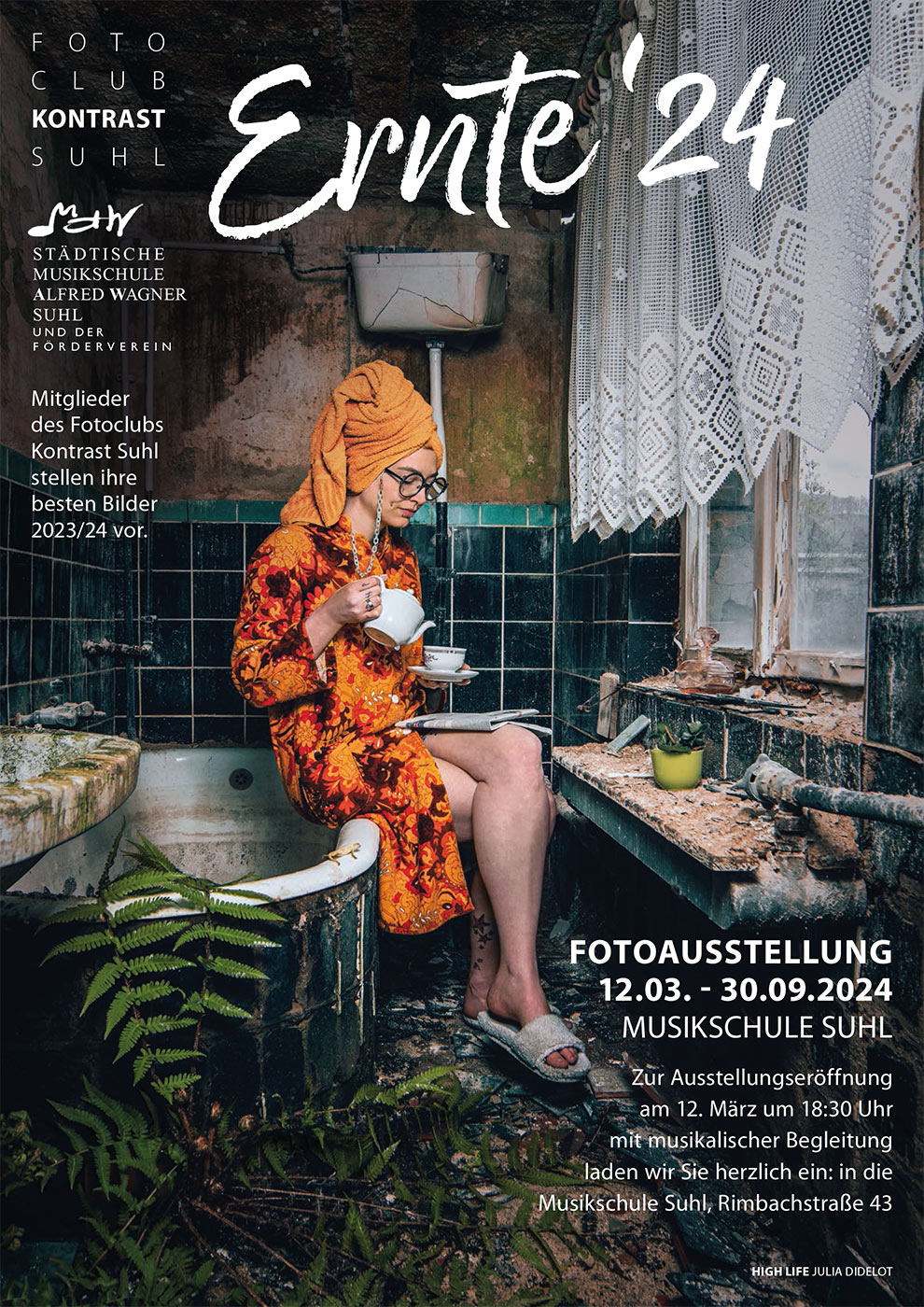Plakat Ernte'24: Fotoclub-Kontrast-Ausstellung 2024 in der Musikschule Suhl (Foto: Julia Didelot, Gestaltung: design.akut.zone)