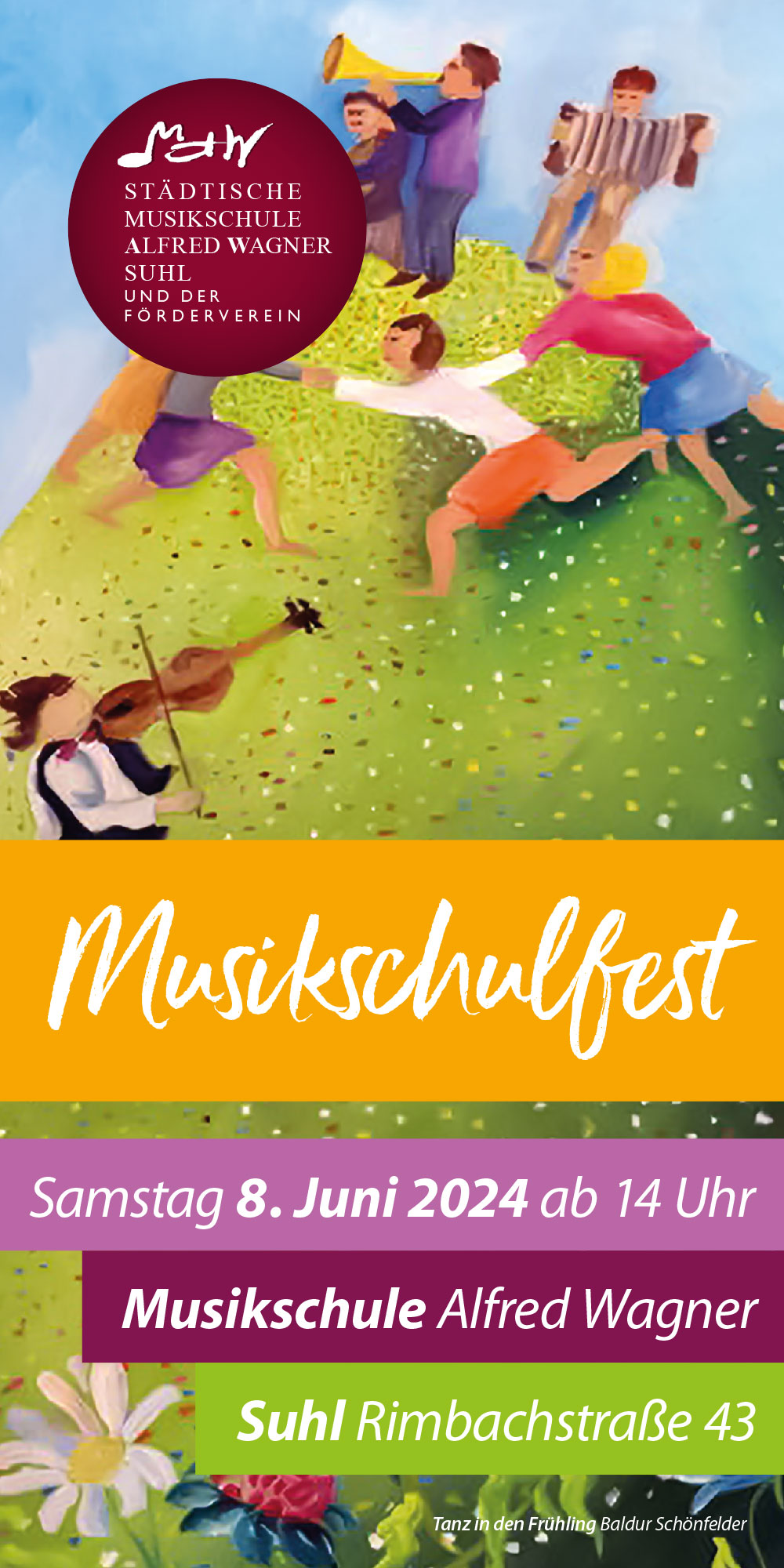 Musikschule Suhl: Sommerfest 2024, Karte (Hintergrundbild: Tanz in den Frühling, Baldur Schönfelder)