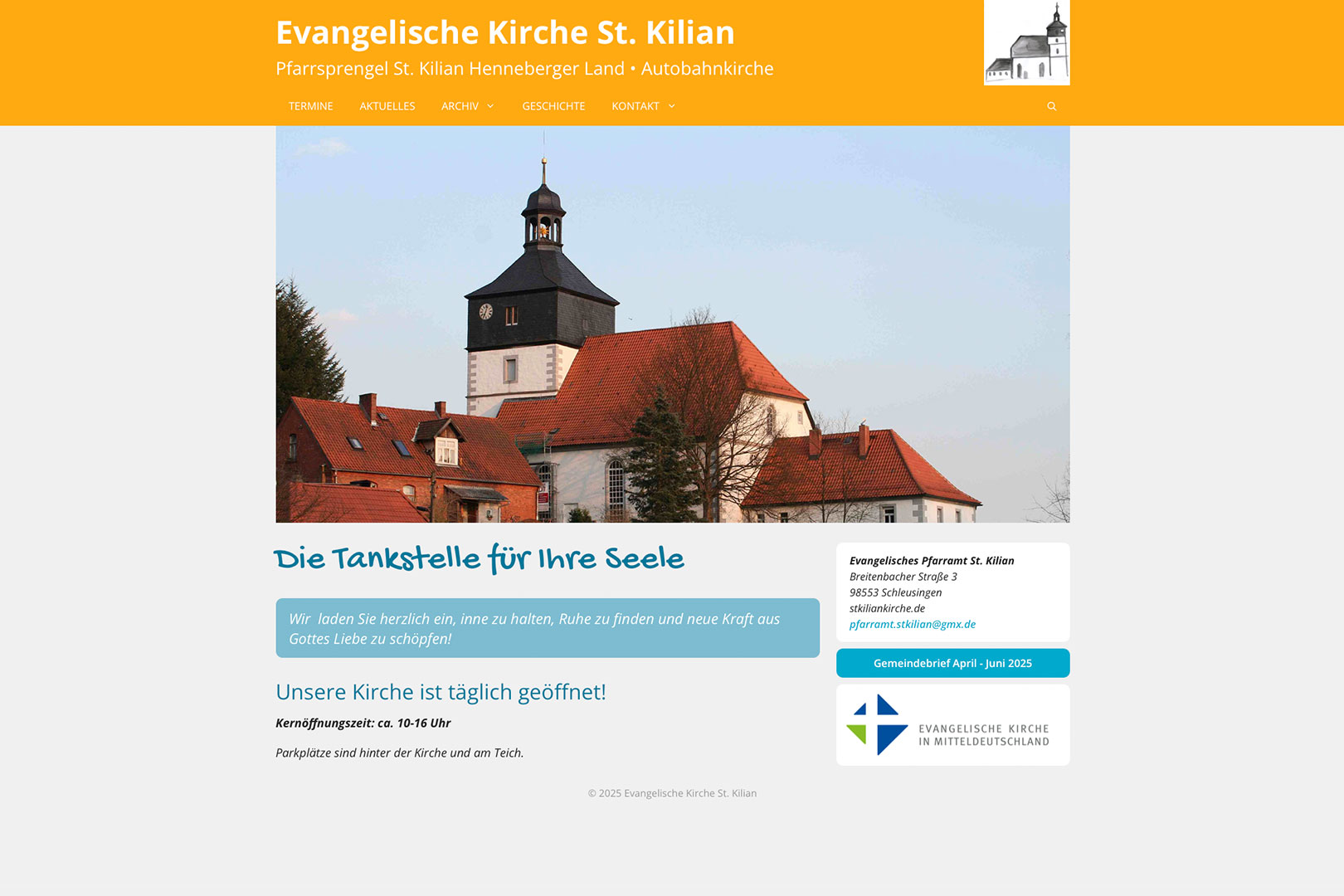 Website St. Kilian Kirche: Startseite (WebDesign: Designakut 2024)