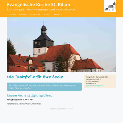 Website St. Kilian Kirche: Startseite (WebDesign: Designakut 2024)