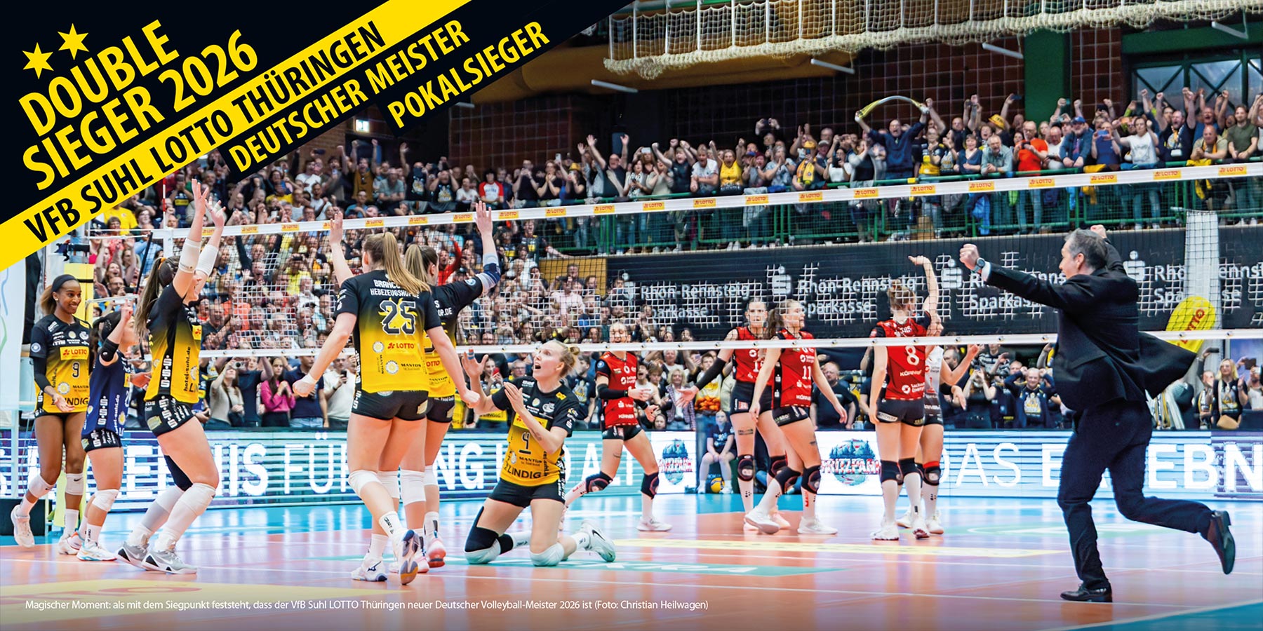 Openair-Ausstellung 2026 (8): VfB Suhl LOTTO Thüringen: Doublesieger 2026: Finalsieg zur Deutschen Meisterschaft (3. Playoff-Finale, Wolfsgrube Suhl, 22.04.2026)