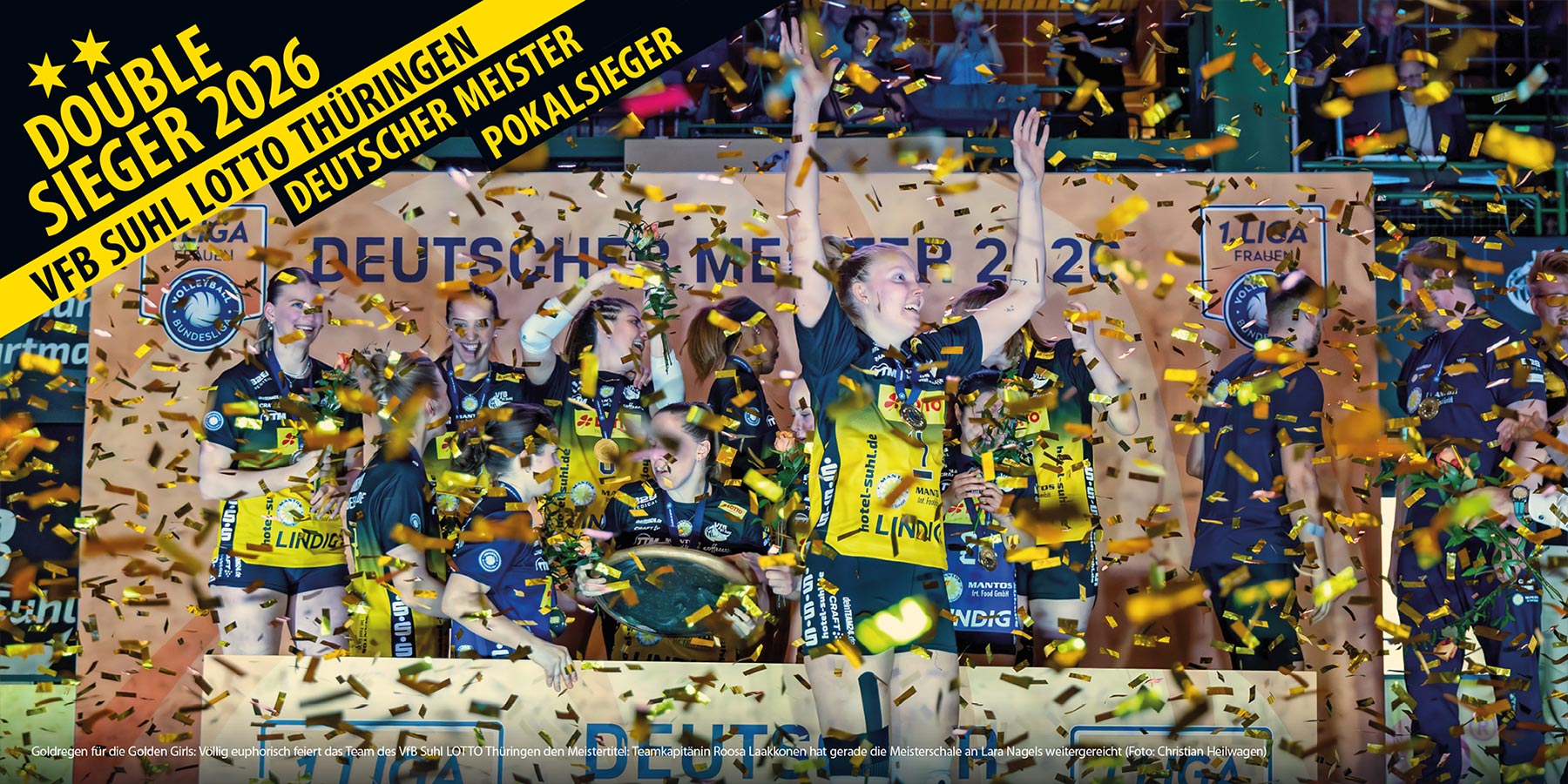Openair-Ausstellung 2026 (11): VfB Suhl LOTTO Thüringen: Doublesieger 2026: Meisterfeier: VfB Suhl LOTTO Thüringen ist Deutscher Meister 2026 (3. Playoff-Finale, Wolfsgrube Suhl, 22.04.2026)